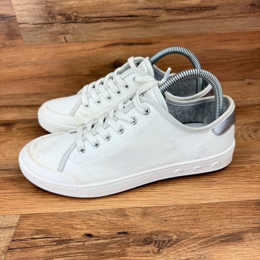 Rag & Bone Women's Size 39 8 Lace Up Low Top White Silver Sneakers